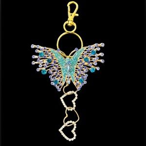 Elegant Sparkling Butterfly Pendant Keychain / Bag Charm. NWT